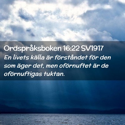 Picture 02 - Ordspråksboken 16:22 SV1917 - En livets källa är förståndet för den som - Bible Verse Picture