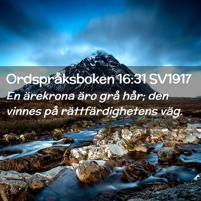 Picture 02 - Ordspråksboken 16:31 SV1917 - En ärekrona äro grå hår; den vinnes på - Bible Verse Picture