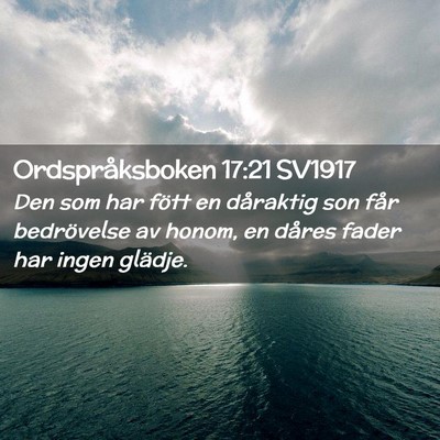 Picture 02 - Ordspråksboken 17:21 SV1917 - Den som har fött en dåraktig son får - Bible Verse Picture