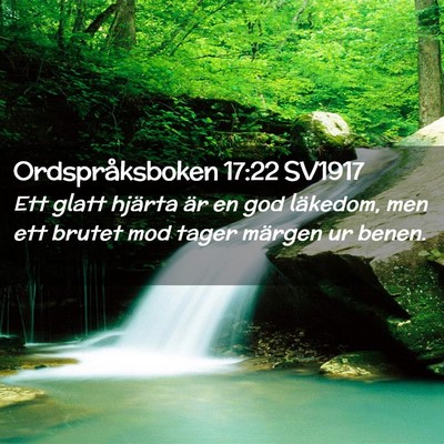 Picture 02 - Ordspråksboken 17:22 SV1917 - Ett glatt hjärta är en god läkedom, men ett - Bible Verse Picture