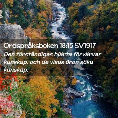 Picture 02 - Ordspråksboken 18:15 SV1917 - Den förståndiges hjärta förvärvar kunskap, - Bible Verse Picture