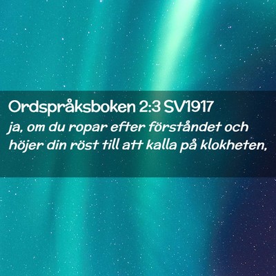 Picture 02 - Ordspråksboken 2:3 SV1917 - ja, om du ropar efter förståndet och höjer din - Bible Verse Picture