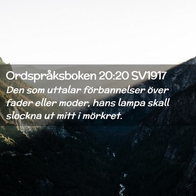 Picture 02 - Ordspråksboken 20:20 SV1917 - Den som uttalar förbannelser över fader eller - Bible Verse Picture