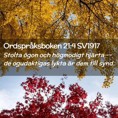 Picture 02 - Ordspråksboken 21:4 SV1917 - Stolta ögon och högmodigt hjärta -- de - Bible Verse Picture