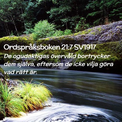 Picture 02 - Ordspråksboken 21:7 SV1917 - De ogudaktigas övervåld bortrycker dem själva, - Bible Verse Picture