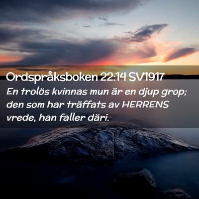 Picture 02 - Ordspråksboken 22:14 SV1917 - En trolös kvinnas mun är en djup grop; den som - Bible Verse Picture