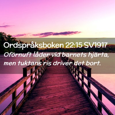 Picture 02 - Ordspråksboken 22:15 SV1917 - Oförnuft låder vid barnets hjärta, men tuktans - Bible Verse Picture