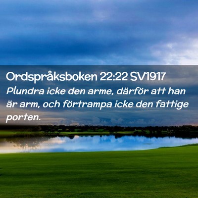Picture 02 - Ordspråksboken 22:22 SV1917 - Plundra icke den arme, därför att han är arm, - Bible Verse Picture