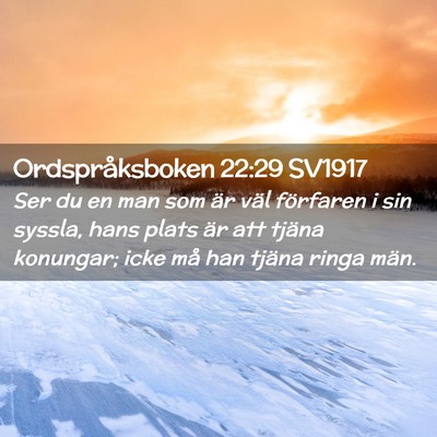 Picture 02 - Ordspråksboken 22:29 SV1917 - Ser du en man som är väl förfaren i sin - Bible Verse Picture