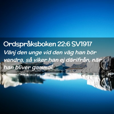 Picture 02 - Ordspråksboken 22:6 SV1917 - Vänj den unge vid den väg han bör vandra, så - Bible Verse Picture