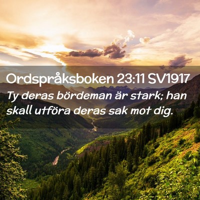 Picture 02 - Ordspråksboken 23:11 SV1917 - Ty deras bördeman är stark; han skall utföra - Bible Verse Picture
