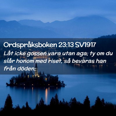 Picture 02 - Ordspråksboken 23:13 SV1917 - Låt icke gossen vara utan aga; ty om du slår - Bible Verse Picture