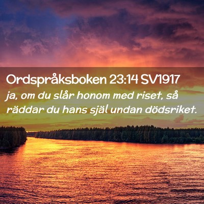 Picture 02 - Ordspråksboken 23:14 SV1917 - ja, om du slår honom med riset, så räddar du - Bible Verse Picture
