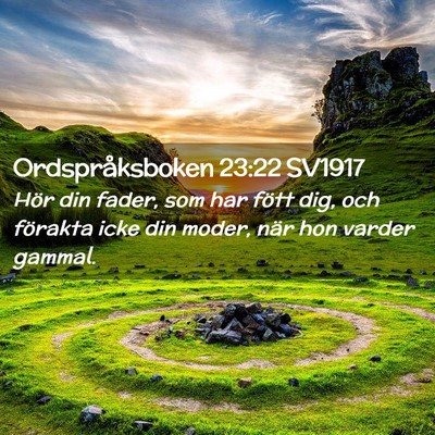 Picture 02 - Ordspråksboken 23:22 SV1917 - Hör din fader, som har fött dig, och förakta - Bible Verse Picture