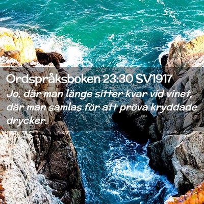 Picture 02 - Ordspråksboken 23:30 SV1917 - Jo, där man länge sitter kvar vid vinet, där - Bible Verse Picture