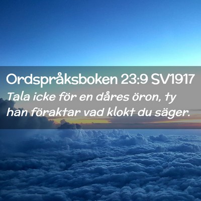 Picture 02 - Ordspråksboken 23:9 SV1917 - Tala icke för en dåres öron, ty han föraktar - Bible Verse Picture