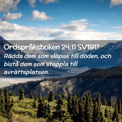 Picture 02 - Ordspråksboken 24:11 SV1917 - Rädda dem som släpas till döden, och bistå - Bible Verse Picture