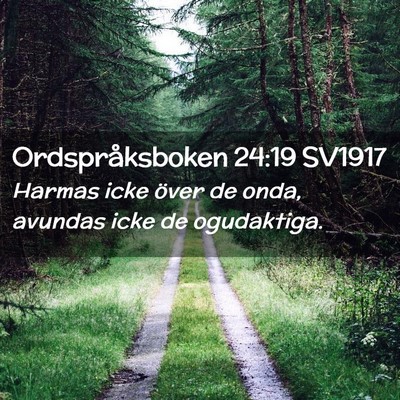Picture 02 - Ordspråksboken 24:19 SV1917 - Harmas icke över de onda, avundas icke de - Bible Verse Picture