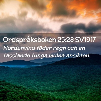 Picture 02 - Ordspråksboken 25:23 SV1917 - Nordanvind föder regn och en tasslande tunga - Bible Verse Picture
