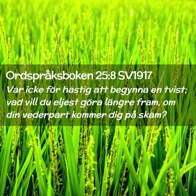 Picture 02 - Ordspråksboken 25:8 SV1917 - Var icke för hastig att begynna en tvist; vad - Bible Verse Picture