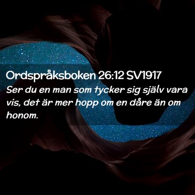 Picture 02 - Ordspråksboken 26:12 SV1917 - Ser du en man som tycker sig själv vara vis, det - Bible Verse Picture
