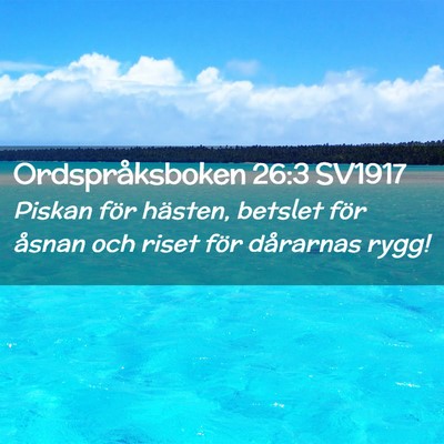 Picture 02 - Ordspråksboken 26:3 SV1917 - Piskan för hästen, betslet för åsnan och - Bible Verse Picture