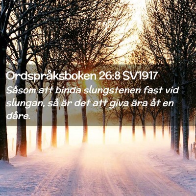 Picture 02 - Ordspråksboken 26:8 SV1917 - Såsom att binda slungstenen fast vid slungan, - Bible Verse Picture