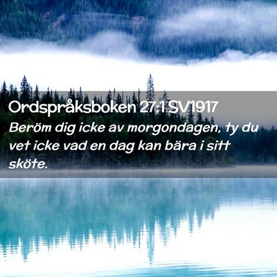 Picture 02 - Ordspråksboken 27:1 SV1917 - Beröm dig icke av morgondagen, ty du vet icke - Bible Verse Picture