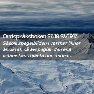 Picture 02 - Ordspråksboken 27:19 SV1917 - Såsom spegelbilden i vattnet liknar ansiktet, - Bible Verse Picture