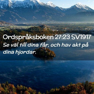 Picture 02 - Ordspråksboken 27:23 SV1917 - Se väl till dina får, och hav akt på dina - Bible Verse Picture