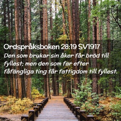Picture 02 - Ordspråksboken 28:19 SV1917 - Den som brukar sin åker får bröd till fyllest; - Bible Verse Picture
