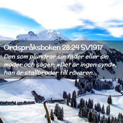 Picture 02 - Ordspråksboken 28:24 SV1917 - Den som plundrar sin fader eller sin moder och - Bible Verse Picture