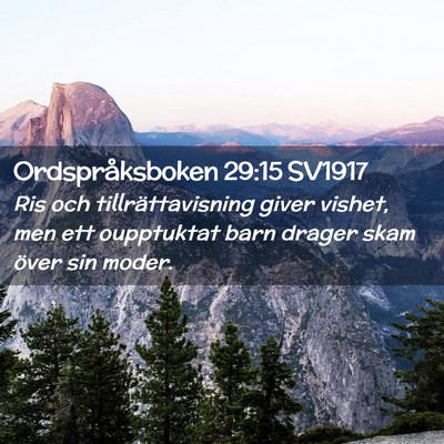 Picture 02 - Ordspråksboken 29:15 SV1917 - Ris och tillrättavisning giver vishet, men ett - Bible Verse Picture
