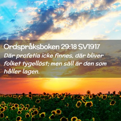 Picture 02 - Ordspråksboken 29:18 SV1917 - Där profetia icke finnes, där bliver folket - Bible Verse Picture