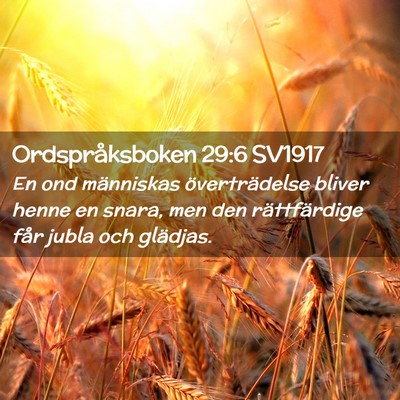 Picture 02 - Ordspråksboken 29:6 SV1917 - En ond människas överträdelse bliver henne en - Bible Verse Picture