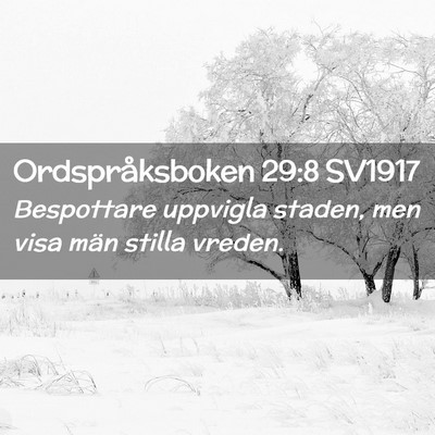 Picture 02 - Ordspråksboken 29:8 SV1917 - Bespottare uppvigla staden, men visa män stilla - Bible Verse Picture