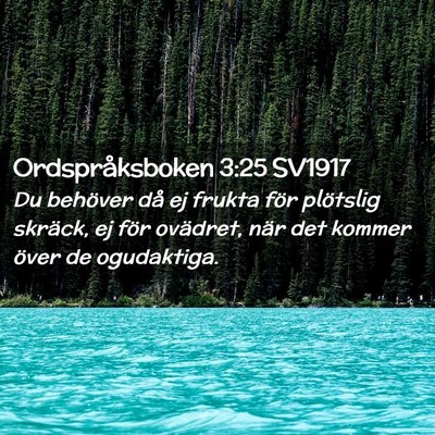 Picture 02 - Ordspråksboken 3:25 SV1917 - Du behöver då ej frukta för plötslig skräck, - Bible Verse Picture