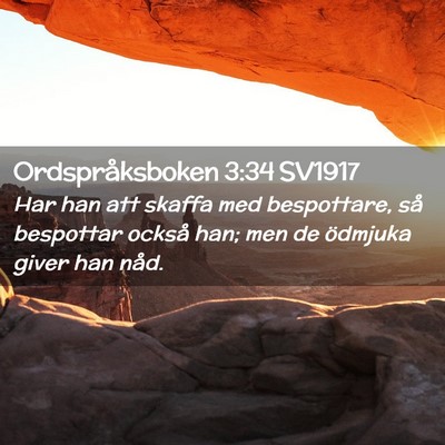 Picture 02 - Ordspråksboken 3:34 SV1917 - Har han att skaffa med bespottare, så bespottar - Bible Verse Picture