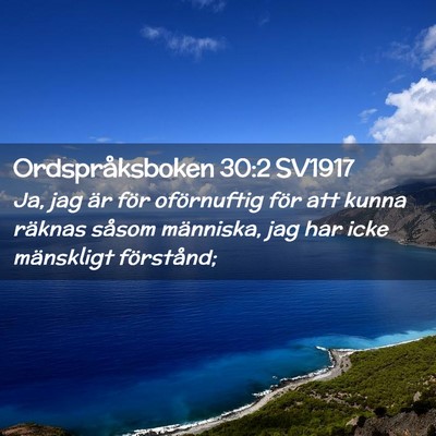 Picture 02 - Ordspråksboken 30:2 SV1917 - Ja, jag är för oförnuftig för att kunna - Bible Verse Picture