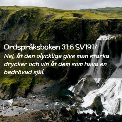 Picture 02 - Ordspråksboken 31:6 SV1917 - Nej, åt den olycklige give man starka drycker - Bible Verse Picture