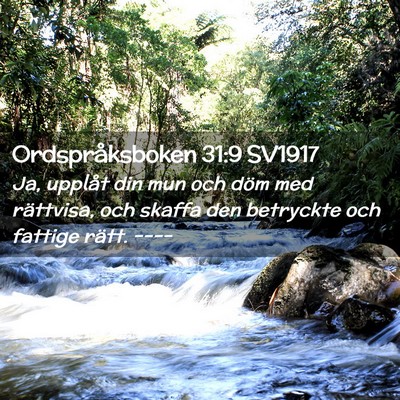 Picture 02 - Ordspråksboken 31:9 SV1917 - Ja, upplåt din mun och döm med rättvisa, och - Bible Verse Picture