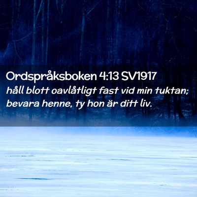 Picture 02 - Ordspråksboken 4:13 SV1917 - håll blott oavlåtligt fast vid min tuktan; - Bible Verse Picture