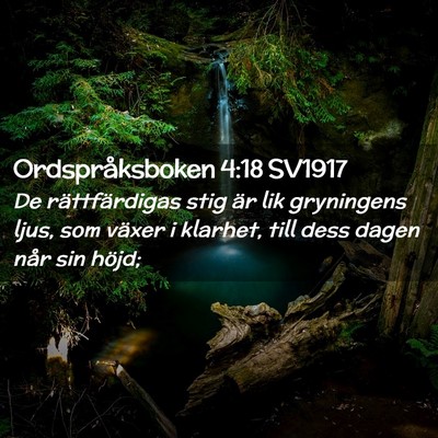 Picture 02 - Ordspråksboken 4:18 SV1917 - De rättfärdigas stig är lik gryningens ljus, - Bible Verse Picture