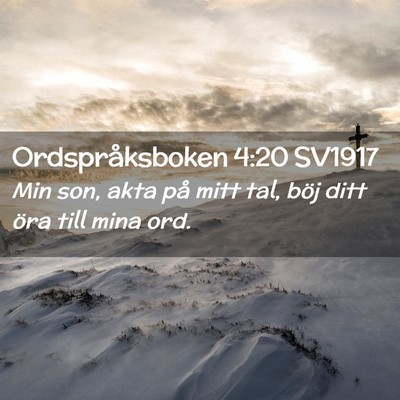 Picture 02 - Ordspråksboken 4:20 SV1917 - Min son, akta på mitt tal, böj ditt öra till - Bible Verse Picture