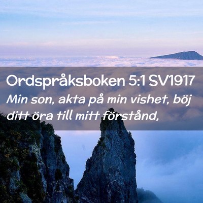 Picture 02 - Ordspråksboken 5:1 SV1917 - Min son, akta på min vishet, böj ditt öra till - Bible Verse Picture