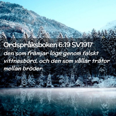 Picture 02 - Ordspråksboken 6:19 SV1917 - den som främjar lögn genom falskt vittnesbörd, - Bible Verse Picture