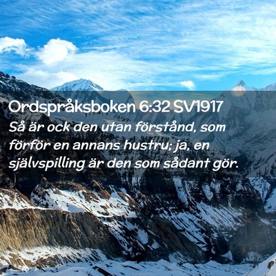 Picture 02 - Ordspråksboken 6:32 SV1917 - Så är ock den utan förstånd, som förför en - Bible Verse Picture