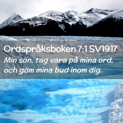 Picture 02 - Ordspråksboken 7:1 SV1917 - Min son, tag vara på mina ord, och göm mina bud - Bible Verse Picture