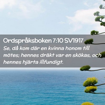Picture 02 - Ordspråksboken 7:10 SV1917 - Se, då kom där en kvinna honom till mötes; - Bible Verse Picture