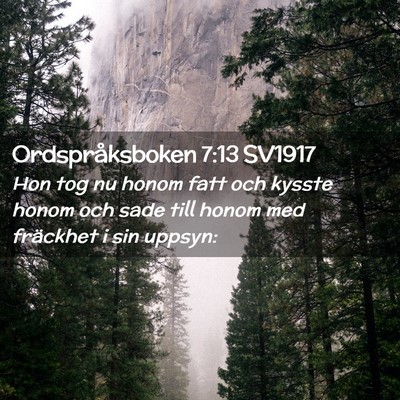 Picture 02 - Ordspråksboken 7:13 SV1917 - Hon tog nu honom fatt och kysste honom och sade - Bible Verse Picture